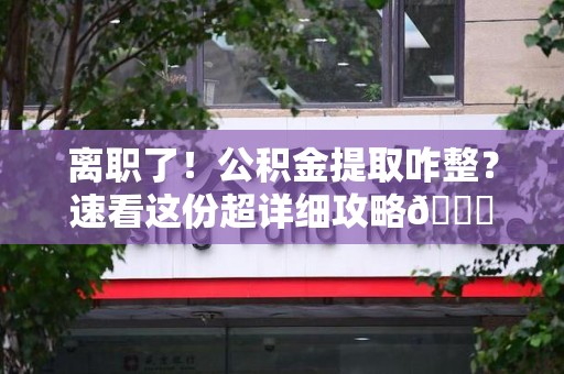 宁化离职了！公积金提取咋整？速看这份超详细攻略😎